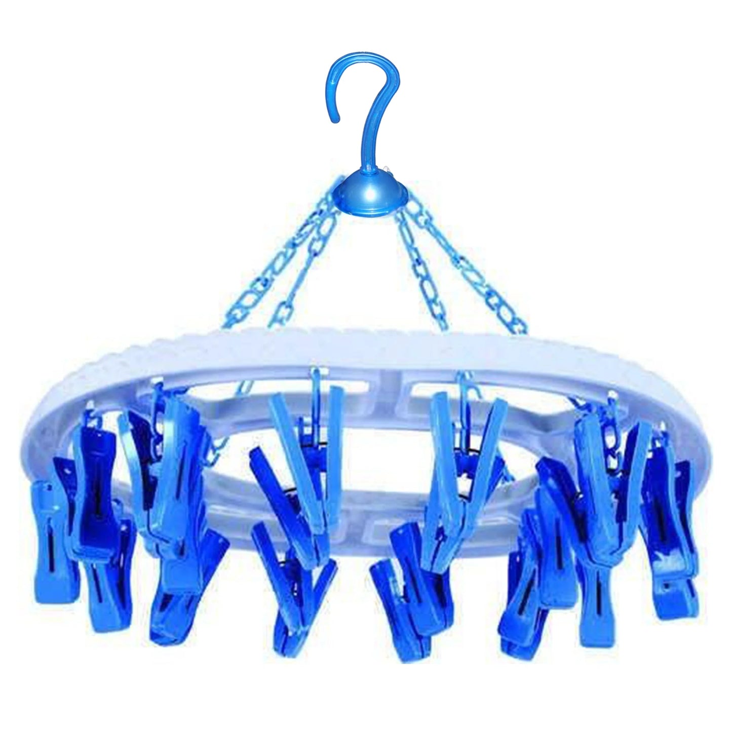 PLASTIC ROUND CLOTH DRYING STAND HANGER WITH 24 CLIPS (MULTICOLOUR)